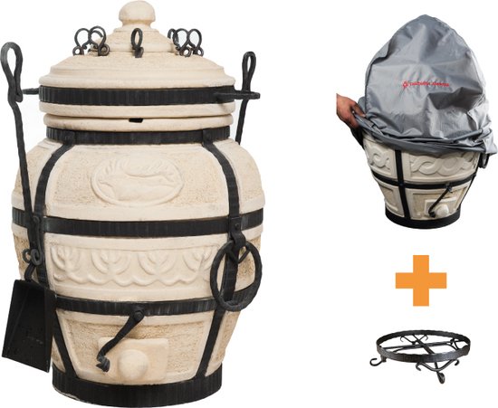 Keramische tandoor Hunter - Multifunctionele Houtoven BBQ - Voor de Fijnproever! *** Met onderstel EN beschermhoes van Merkloos