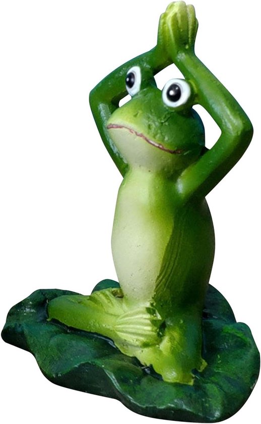 Kikkers Yoga Beeldjes - Decoratie Figuren - Tuin Decoratie - Ontspannende Houding - 6x4.5x7 cm - Groen