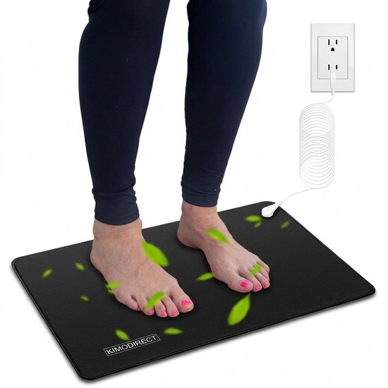 KIMO DIRECT Aardingsmat - 33x60 cm - Yoga Mat - Aardingslaken - Grounding Mat - Kunstleer - Antislip - Zwart van Merkloos