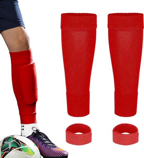Kindervoetbalbeenmouw - scheenbeschermbandjes - gemakkelijk aantrekken - compatibel met beschermers - gripsokken - alternatief voor voetbalsokken met extra bescherming - kinderen - diverse kleuren van Merkloos