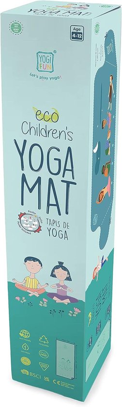 Kinderyogamat 150 x 61 cm, antislip, TPE, groen, inclusief houdingenset van Merkloos
