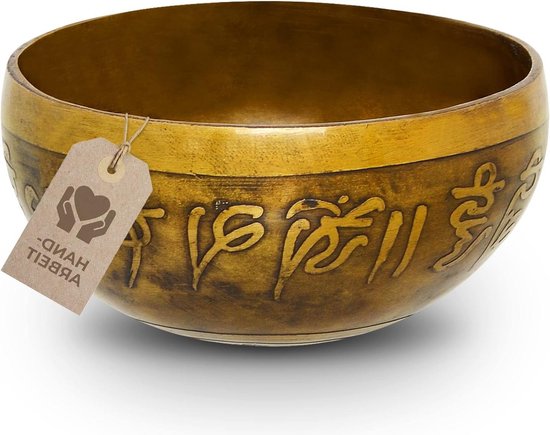 Klankschaal bloem van het leven Ø 10 cm 400 gram antiek oppervlak - Tibetaanse yoga meditatie ontspanning professionele kwaliteit singing bowl set van Yogi & Yogini