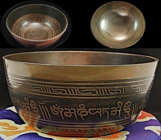 Klankschaal OMPMH gegraveerd - 16x10 - 1250-1400 - Metaal - M van Eastern Serenity