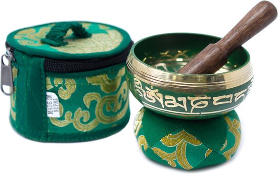 Klankschaal Set - Groen - Handgemaakt - 6x8cm van Merkloos