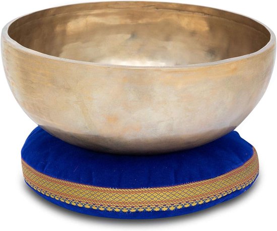Klankschaal Set - Meditatieschaal Therapie - Ontspanning Geluid - Handgemaakt India - 25 cm - Goud