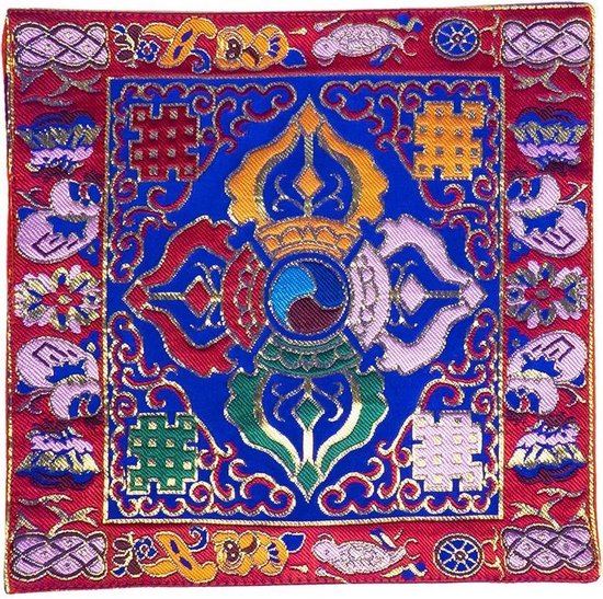 Klankschaal/altaarkleed Dubbele Dorje brokaat - 22x22 cm van Yogi & Yogini
