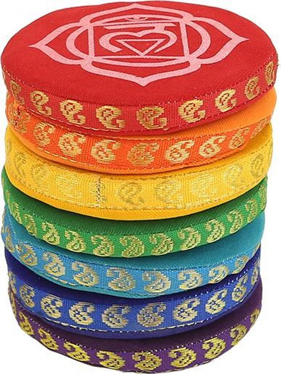 Klankschaalkussens set 7 Chakra's - 9.5 cm