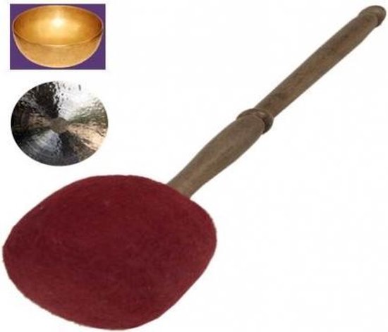 Klankschalen klopper vilt L - 34x10 - Â±225 - Vilt - Hout - L van Yogi & Yogini
