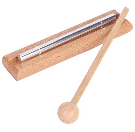 Klankstaaf - Chakra balanceren / activeren - Klankbuis - Incl. stoothoutje - Sound healing bar - Klanktherapie / meditatie / yoga / ontspanning - Metaal - Zilver - 15 cm - Jonyx van Merkloos