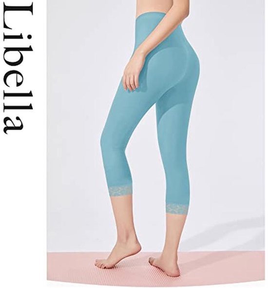 Kleurige Dameslegging 3/4-broek met Kant - Slim Fit, Hoge Taille, Ademend Katoen