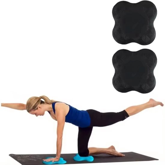 Kniebeschermers yoga - Elleboog yogamatjes - 2 stuks - Yoga kniebeschermers - Antislip yogamat - Zwart - Voor yoga, fitness en meer - TPE - 20/20CM - CHPN