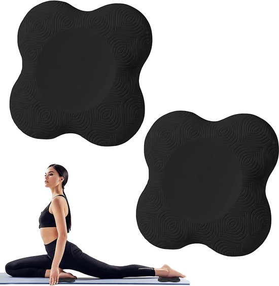 Kniekussens 2 stuks - Dikke 20mm ergonomische kniemat - Zwart PU schuim - Comfort kussen voor knieën, ellebogen en hoofd - Ideaal voor yoga, pilates, tuinieren en badtijd