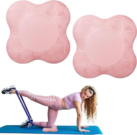 Kniekussens Set - Yoga Pilates Mat - Comfortabele Oefeningen - Antislip Ontwerp - 20 x 20 cm - Roze