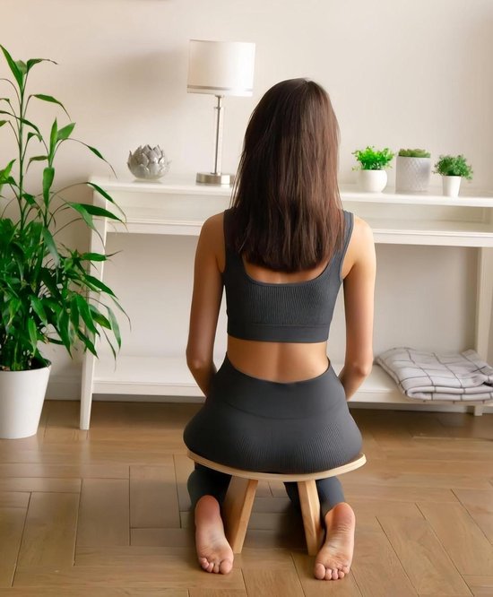 Knielende Kruk - Meditatiekruk - Yoga Gebed - Ergonomisch Ontwerp - Medium Formaat - Houtkleur van Merkloos