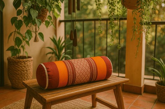 Knierolkussen – Bolster Yoga & Meditatie – Stevig Kapok Vulling – Thais Design – Oranje van Merkloos