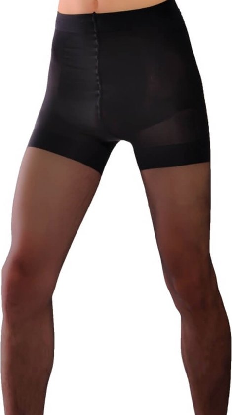 Knittex zwarte Herenpanty Smart 20den, ingewerkt sok-en slipgedeelte, maat M van Knittex