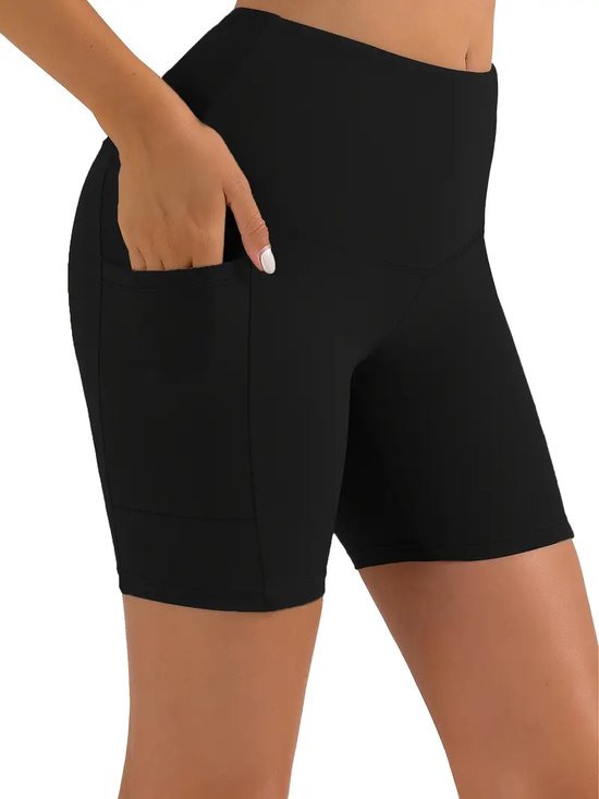 Korte Sport Broek - Met Zakken - Half Lang - Super Soft - Short Pocket Legging - Short - Dames - Sportbroek - Sportlegging - Zwart - Korte Broek - met zakken - Comfortabel van AURELIA.
