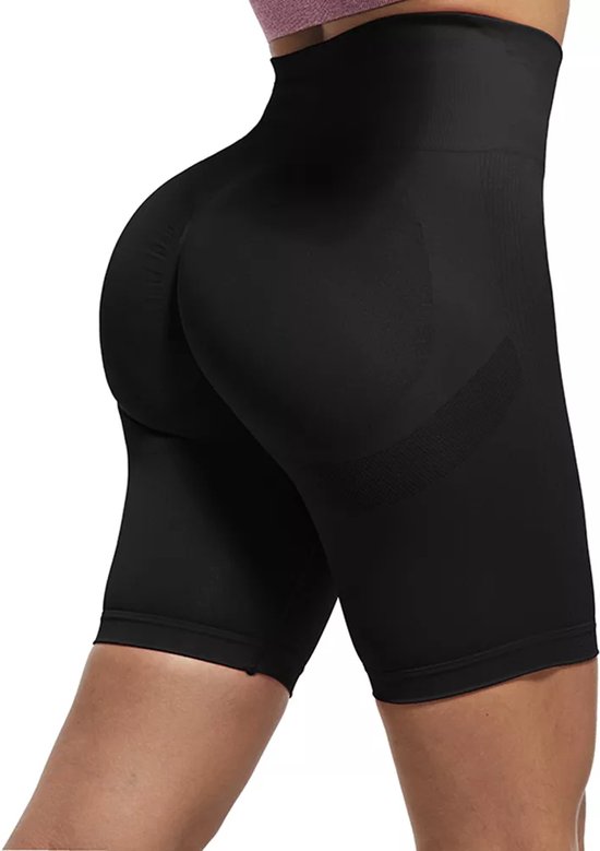 Korte Sportlegging dames - Sportkleding dames - Korte Sportbroek dames - Sportlegging - Shape legging -Tiktok legging - Sportlegging dames high waist - Hardloopbroek dames - yoga legging dames - Zwart Maat M van Merkloos