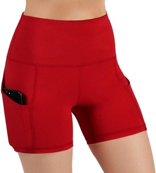 Korte Yogashorts Dames met Hoge Taille en Zakken - Anti-wrijving voor Yoga, Hardlopen en Fitness