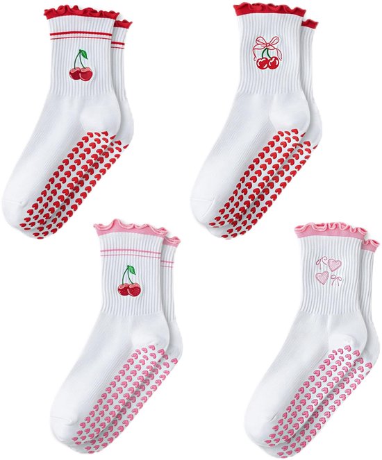 Kotkiddy Pilates Grip Socks - 4 Paar Antislip Kousen voor Yoga en Barre - Multicolour