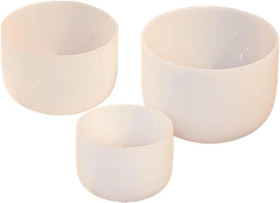Kristallen Klankschaal - Kwartsschaal Meditatie - Klankhealing Ontspanning - Mat Glazuur Constructie - 20 cm - Wit