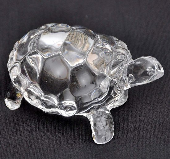 Kristallen Schildpad - Feng Shui Beeldje - Huis Decoratie - Negatieve Energie Neutraliseren - Medium - Transparant