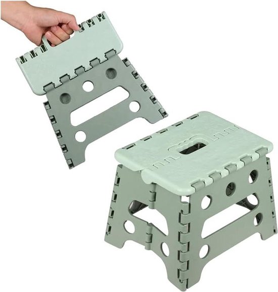 Kunststof draagbare kruk voor kinderen en volwassenen - hoogwaardige klapkruk - multifunctionele kruk met handvat - keuken badkamer tuin huis - 223 cm hoog - groen van Tresko