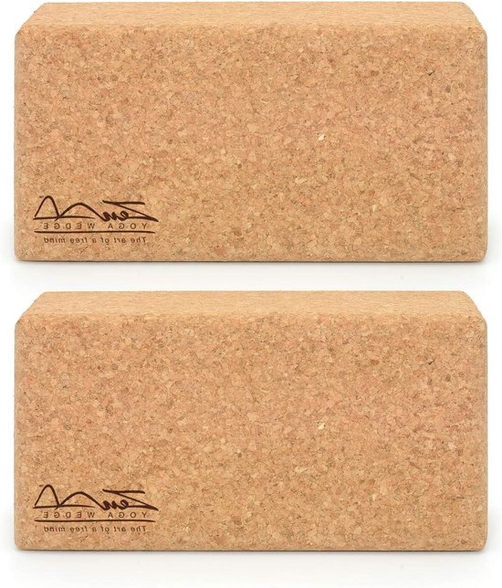 Kurk Yoga Blokken Set van 2 Standaard 100% Natuurlijk Materiaal - Professionele Stenen voor Yoga Pilates Thuis Oefening Fitness Antislip - ZenYogaWedge van ZenYogaWedge