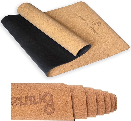 Kurk Yogamat - Antislip Oefenmat - Thuistraining - Zweetbestendig - 72x25 inch - Natuurlijk
