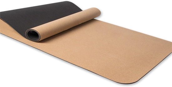 Kurken Yogamat - Antislip Fitnessmat - Yoga en Pilates - Zweetbestendig en Schokabsorberend - 72 x 24 inch - Natuurlijk