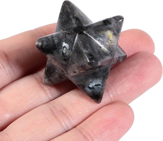 Labradoriet Merkaba Ster - Energie Generator - Meditatie en Ontspanning - Heilige Geometrie Veld - 25 cm - Blauw Groen