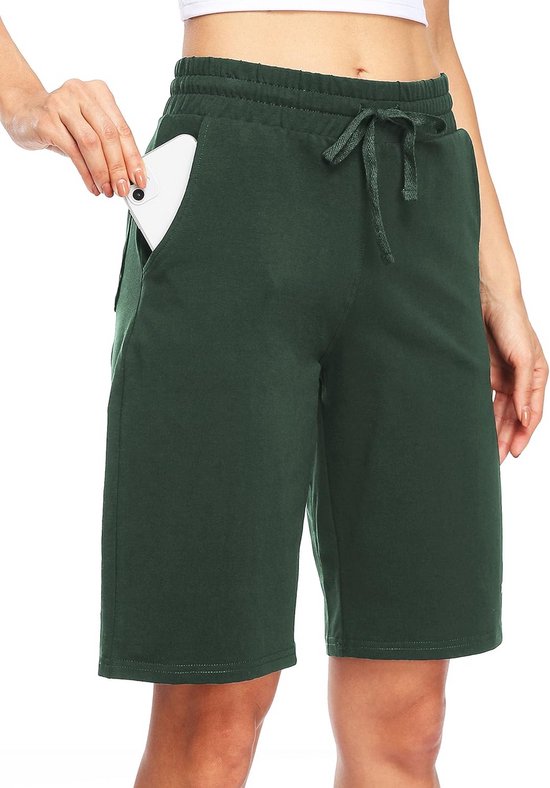 Lange Bermuda Shorts voor Dames met Zakken - Katoen voor Yoga en Sport
