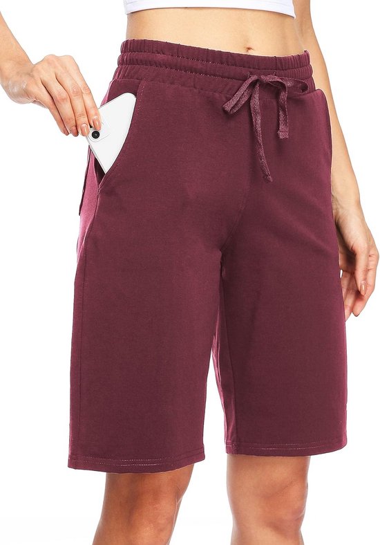 Lange Katoenen Bermudashort voor Dames met Zakken - Ideaal voor Yoga en Sport