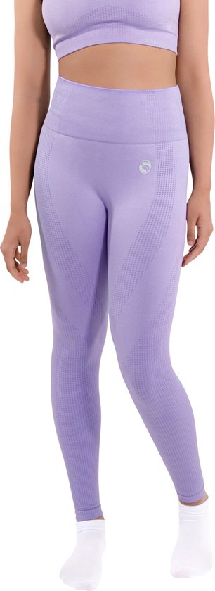 Lavendel x StarkSoul Hoge Kwaliteit Sportlegging met Hoge Taille - Sportlegging Dames - Sportbroek Dames - High Waisted Legging - Gereflecteerd - Lavendel - S van StarkSoul