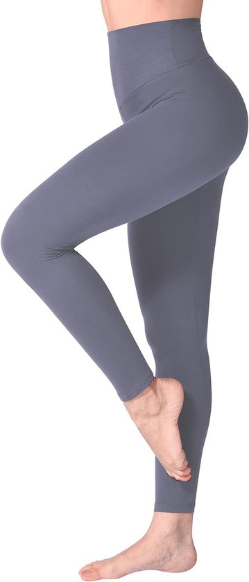 Legging met Hoge Taille voor Vrouwen - Boterzachte Yoga Broekjes voor Sport en Fitnes Donkergrijs S/M van Merkloos