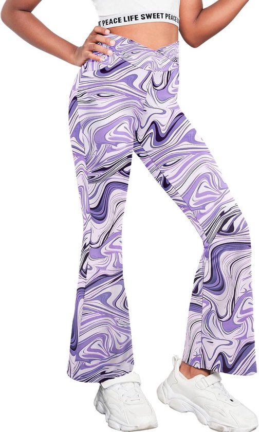 Leggings voor Meisjes Hoge Taille Gekruiste Band Bootcut Yoga en Dansbroek