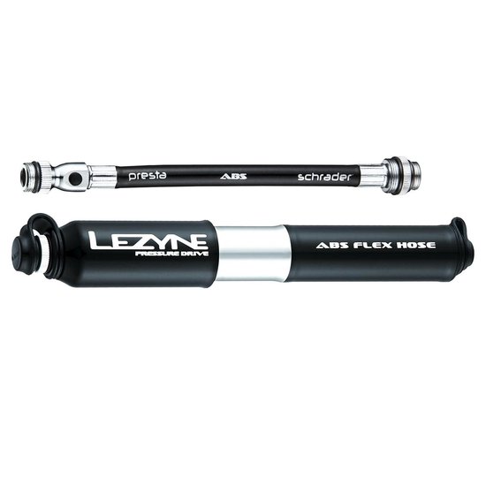Lezyne Pressure Drive - Handpomp - Fietspomp - Tot 8.3 bar - ABS Flex Hose - Presta en Schrader ventielen - Aluminium - Maat M - Zwart van Lezyne