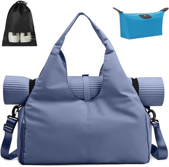 Lichte en waterdichte yogamat tas voor vrouwen met compartiment voor schoenen en natte spullen, ideaal voor sport en fitness