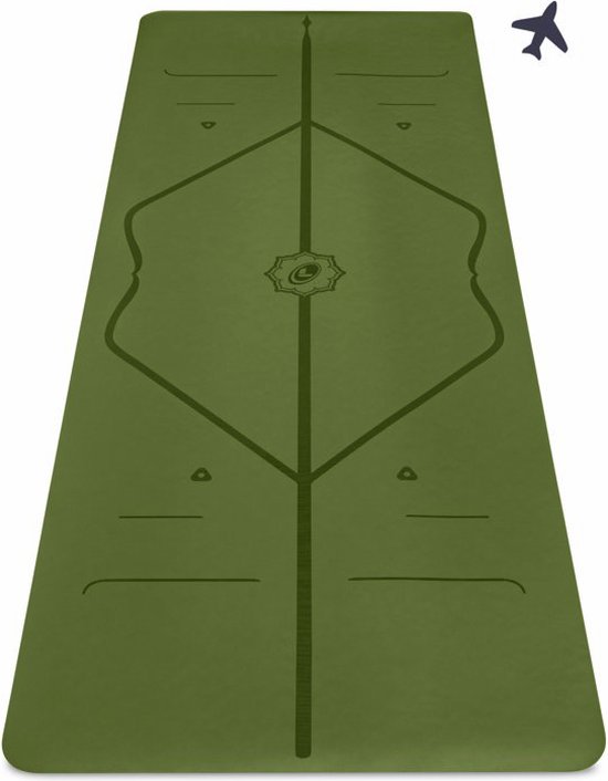 Liforme Compacte Reis Yogamat Olijf Groen - (66 x 180 x 0,2 cm) 1,6 kg | Inclusief Draagtas | Lichtgewicht & Reisvriendelijk | Uitstekende Grip & Snel Drogend | Milieuvriendelijk Rubber | AlignForMe Markeringen | Geschikt voor Yoga Onderweg van Merkloos