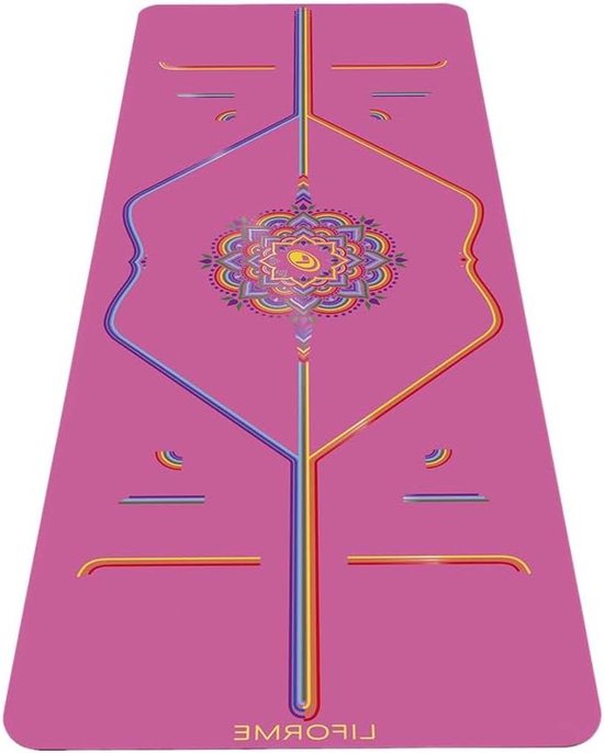 Liforme Yogamat voor op reis: gepatenteerd uitlijningssysteem, krijgergrip, antislip, milieuvriendelijk en biologisch afbreekbaar, ultralicht, zweetbestendig, lang, van Merkloos