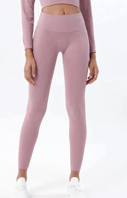 LIGHT RIBBED GYM LEGGING - Maat M - Oudroze - Roze - Fitness legging - Fitness outfit - Gymoutfit - Sportlegging - Sportoutfit - Sportkleding - Yogalegging van My Jewellery