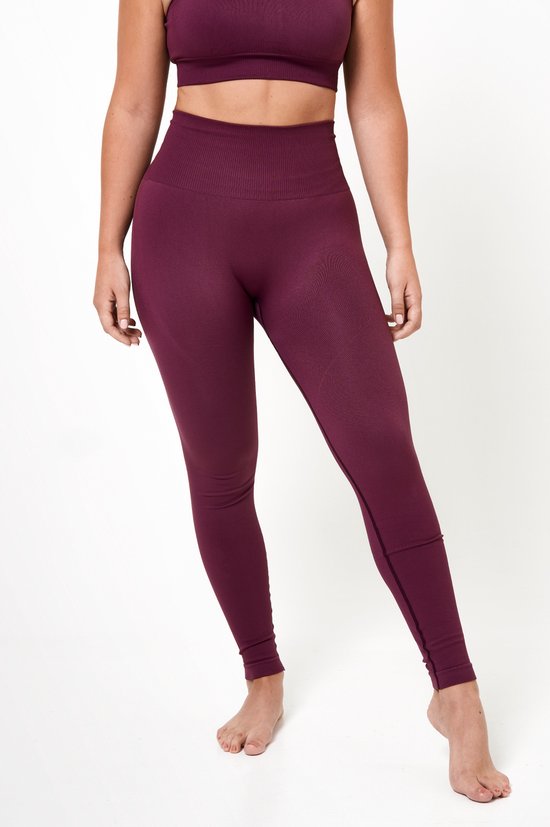 Limitless Sports - Sportlegging Dames - Bordeaux Burgundy rood - Highwaisted - Naadloos & Squat Proof