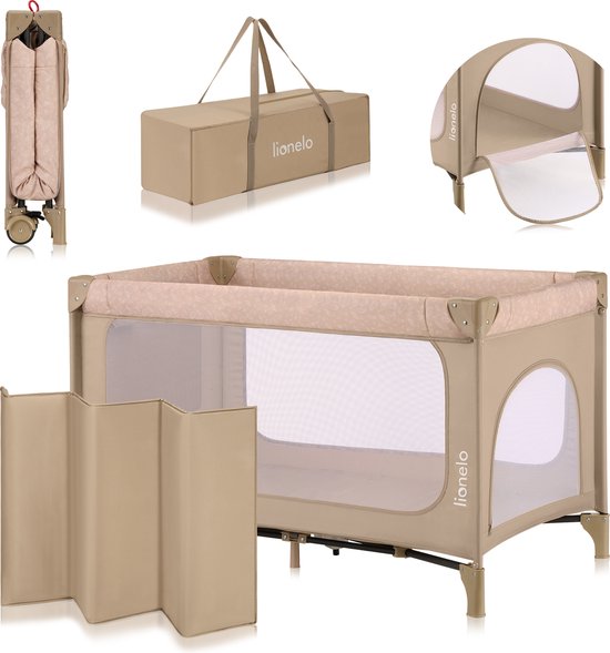 Lionelo Jasmin Easy Fold Reisbedje - 2 Hoogtes Matras - Inclusief Reistas - Opvouwbaar Systeem van Lionelo