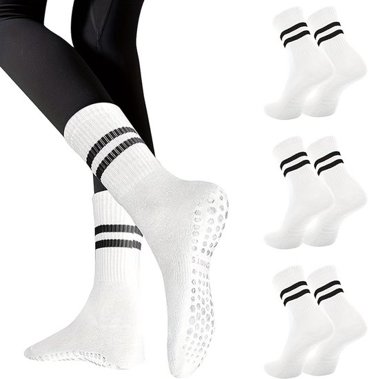 Livé® Dames Yogasokken - 3 Paar Lange Anti-Slip Grip Pilates Sokken van Livé®