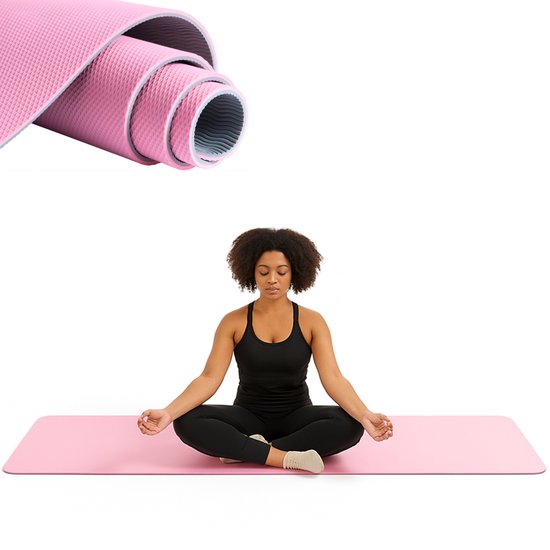 Lomera Antislip Yogamat - TPE Materiaal - Roze Yogamat - Draagbare Yogamat - Elastische Draagbanden - Zachte Yogamat - Flexibele Yogamat - Yoga en Fitness - Makkelijk op te Bergen - Optimale Grip - Grond Workouts - Pilates van Merkloos