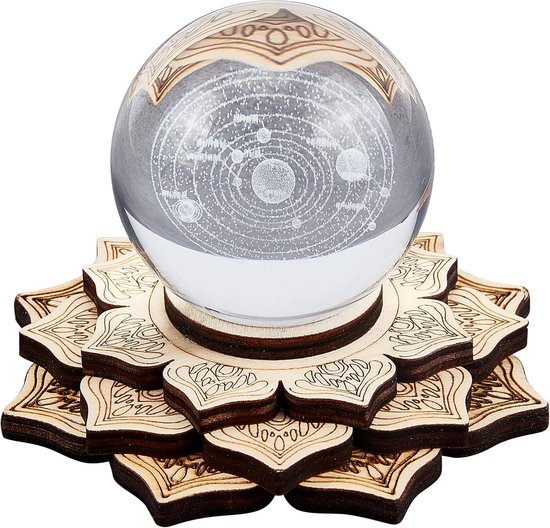 Lotus Crystal Bol Display Stand - Houten Rack voor Heilige Geometrie en Meditatie van Merkloos