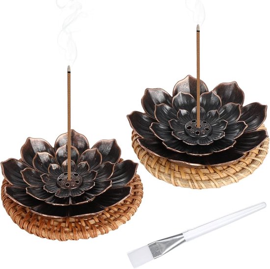 Lotus wierookstokjeshouder - 2 stuks - Rood Koper - Ijzerlegering van Merkloos