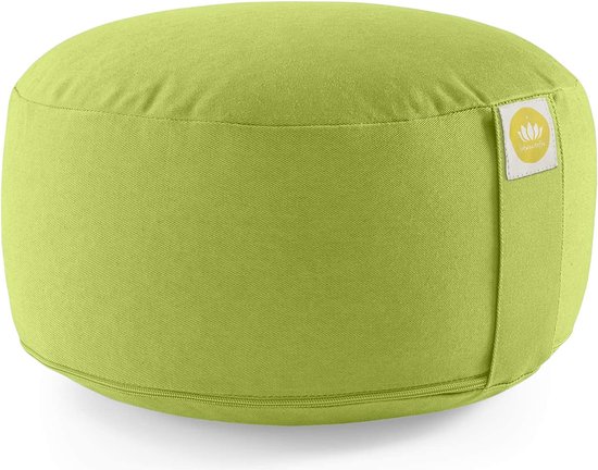 Lotuscrafts Yogakussen Meditatiekussens Ronde Lotus - zithoogte 15cm - wasbare katoenen hoes - yoga zitkussen met speltvulling - GOTS gecertificeerd van Lotus