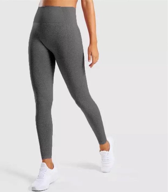LOUZIR Fitness/Yoga legging - Fitness legging - sport legging Stretch - squat proof - donkergrijs - Naadloos - Maat M van LOUZIR