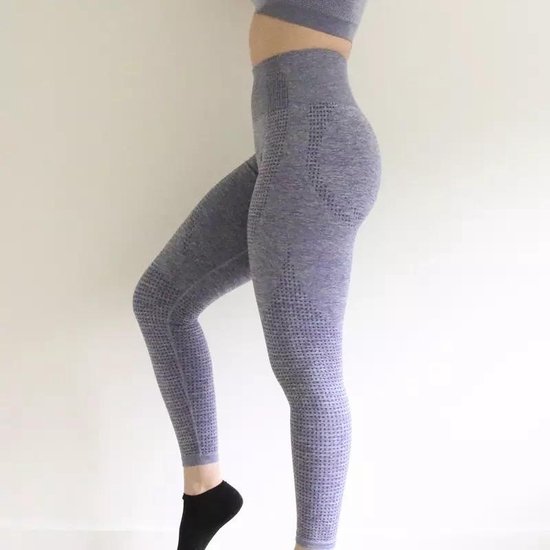 LOUZIR Fitness/Yoga legging - Fitness legging - sport legging Stretch - squat proof - grijs - Naadloos - Maat XL van LOUZIR